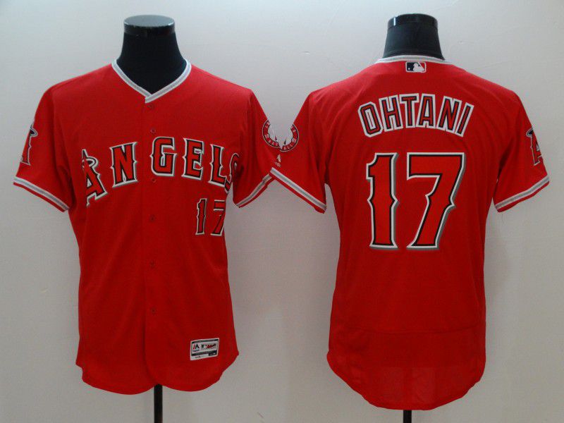 Men Los Angeles Angels 17 Ohtani Red Elite MLB Jerseys